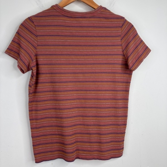 Marine Layer Embroidered Stripe T Shirt XS Burnt Orange Babydoll Beach Boho Y2K - Picture 3 of 8